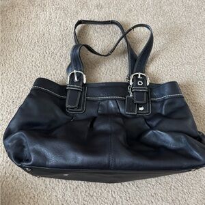 Large Black Coach Leather Tote Bag